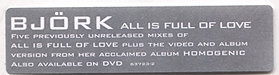 Sticker - All is full of love - Björk - CD - Elektra - 63723-2 (US)