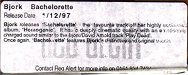 Promotional sticker - Bachelorette - Björk - CD - One Little Indian - 212 tp 7 cdp (UK)